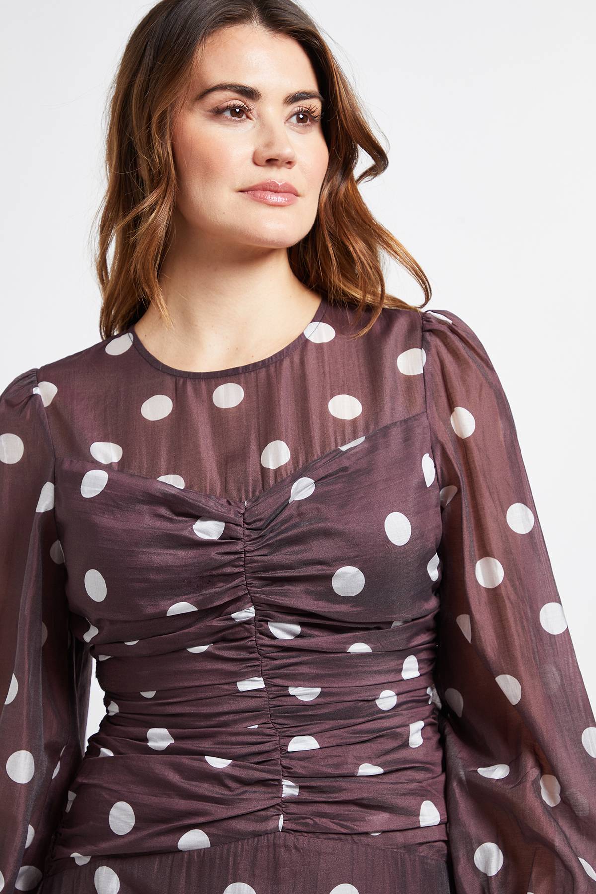 Wallis Robe Midi Froncée À Pois