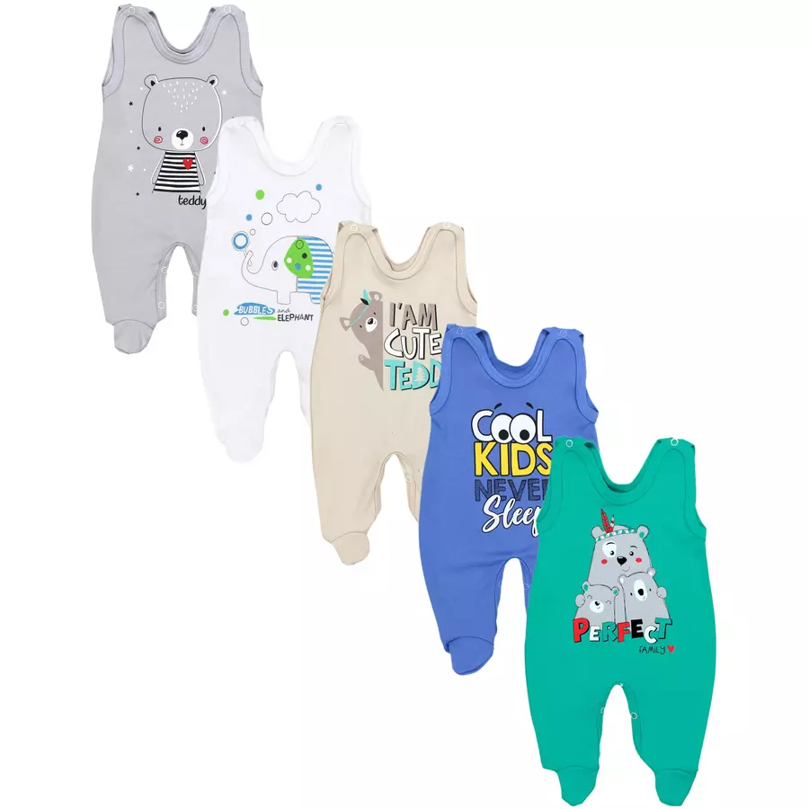 TupTam Baby Strampler mit Aufdruck Spruch 5er Pack graugrün