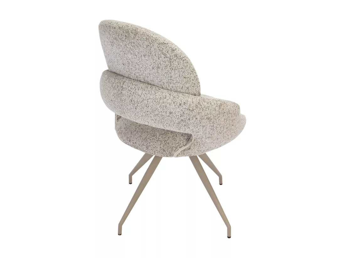 Lot de 6 chaises pivotantes en tissu tweed et métal taupe - Crème - VALIANA