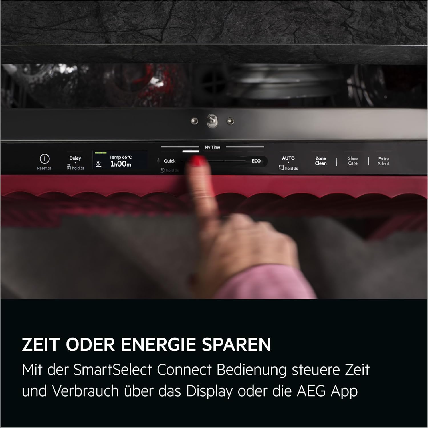 Vollintegrierter AEG 9000 Geschirrspüler, 60cm, smarte WiFi Spülmaschine, multifunktionale Körbe für Backbleche, Wein- & Biergläser, 35 dB mit SuperSilent, A-10%, TimeOnFloor, Innenlicht, GI9210X2CT