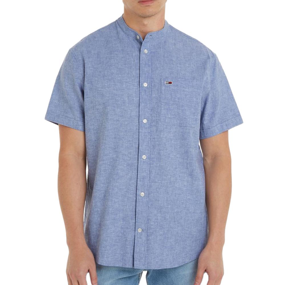Tommy Hilfiger Chemisette Bleue Homme Tommy Hilfiger Mao Linen