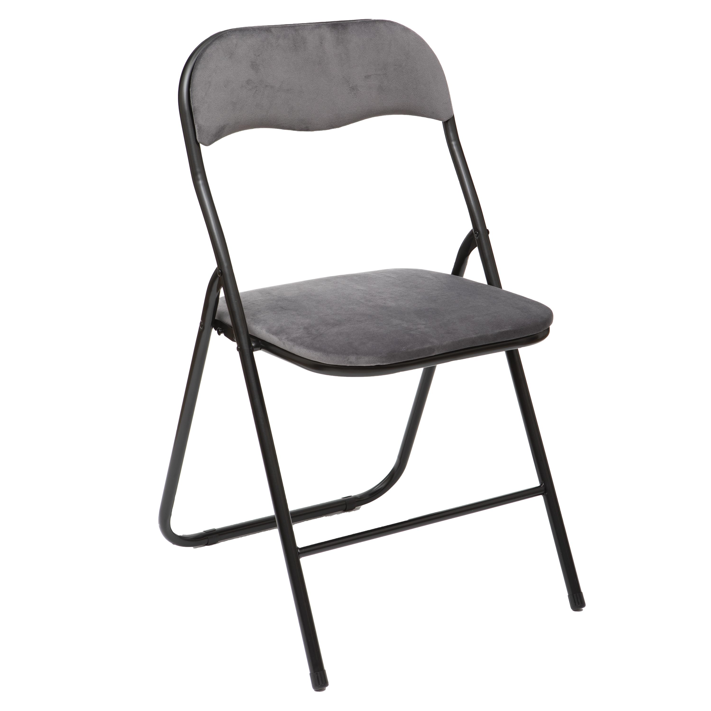 CHAISE PLIANTE VELOURS GRIS