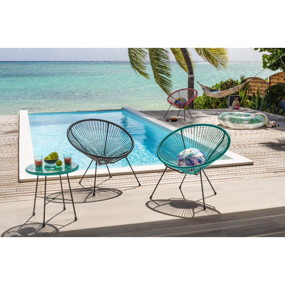 Fauteuil de jardin métal et fil de résine Urban noir rose