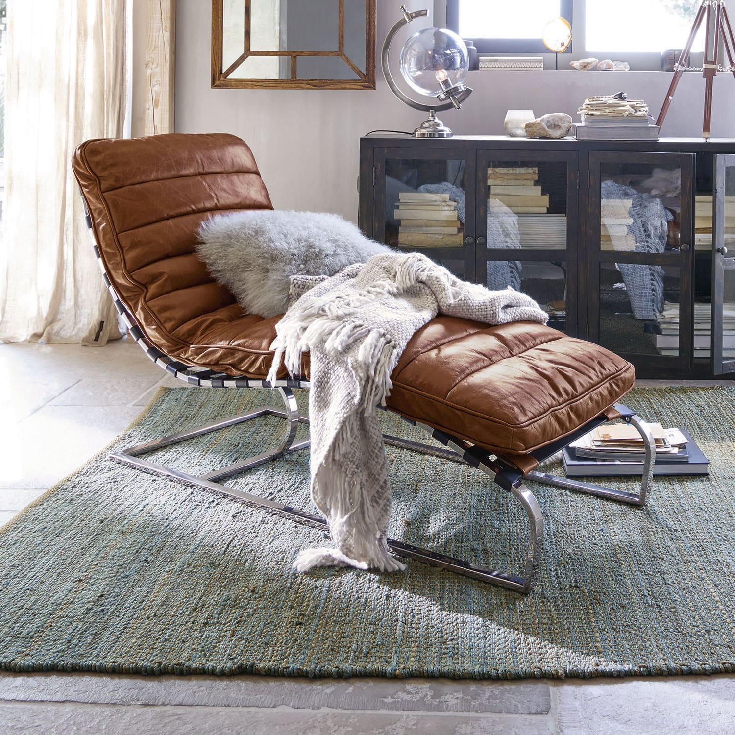 Lounger Van Buren braun/silber