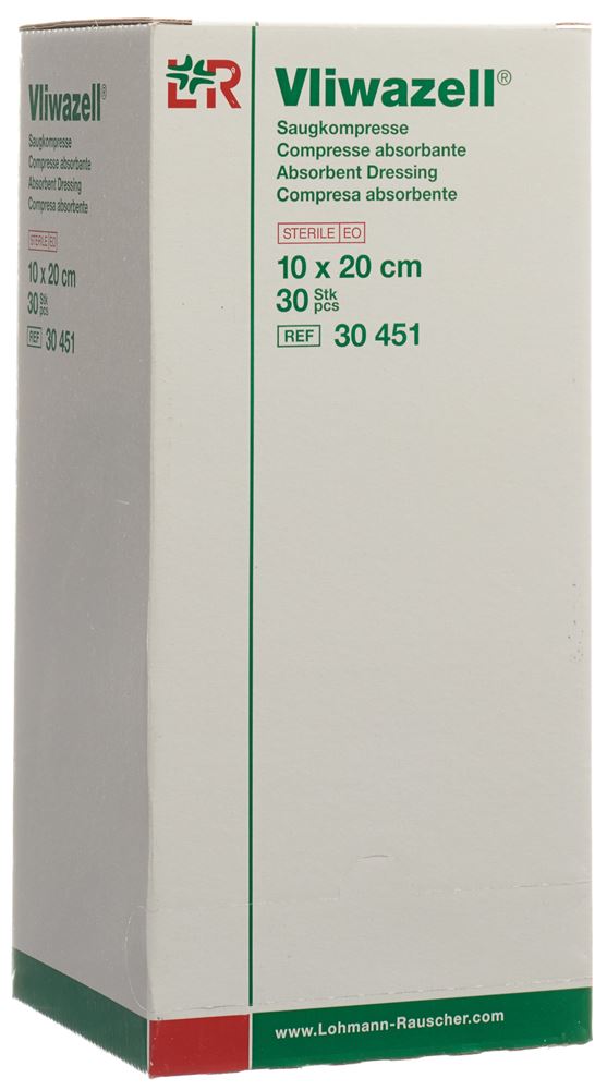 VLIWAZELL Saugkompresse<br>30 Stück, 10x20cm, steril