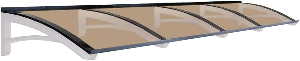 Vordach aus hölzern für den Außenbereich Farbe Weiss und grau, Bronziert kompakte Polycarbonatabdeckung, Modell Legno ONDA, Haustür-Vordächer Größe 100 x 400 cm