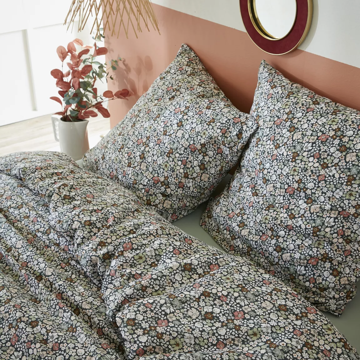 Housse de couette et deux taies coton (260 x 240 cm) Malia Multicolore
