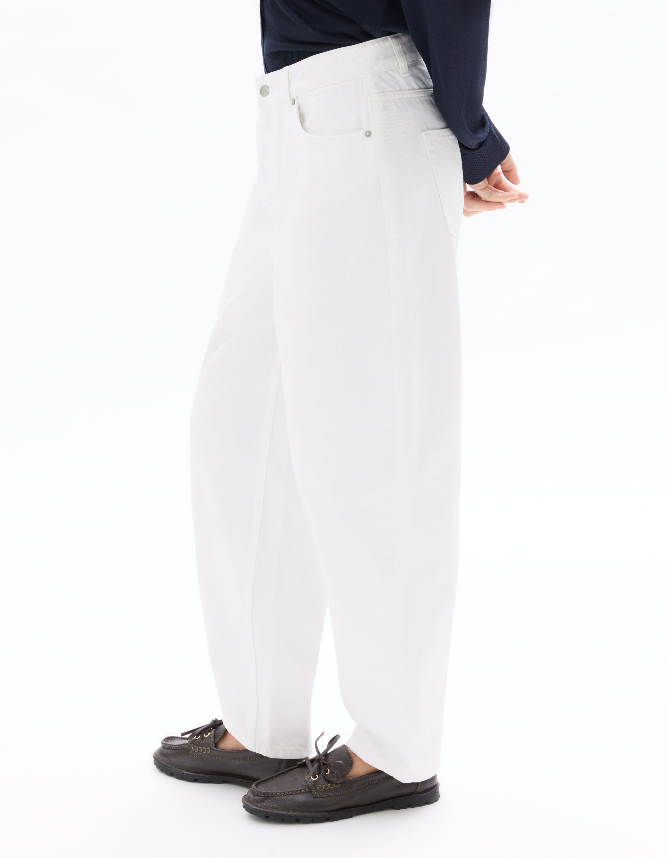 Jean barrel 100% coton - blanc