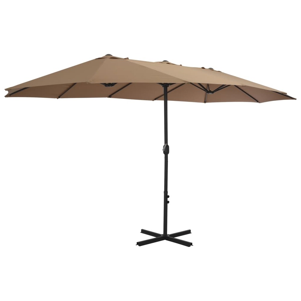 Parasol d'e x térieur et poteau en aluminium 460 x 270 cm taupe