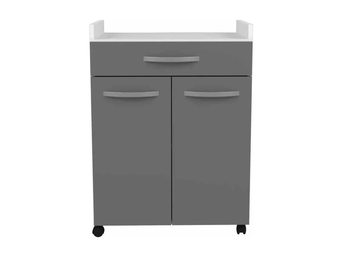 Desserte de 60 cm - 1 Tiroir et 1 Porte - 60 x 44 x 81 cm - Coloris Gris brillant