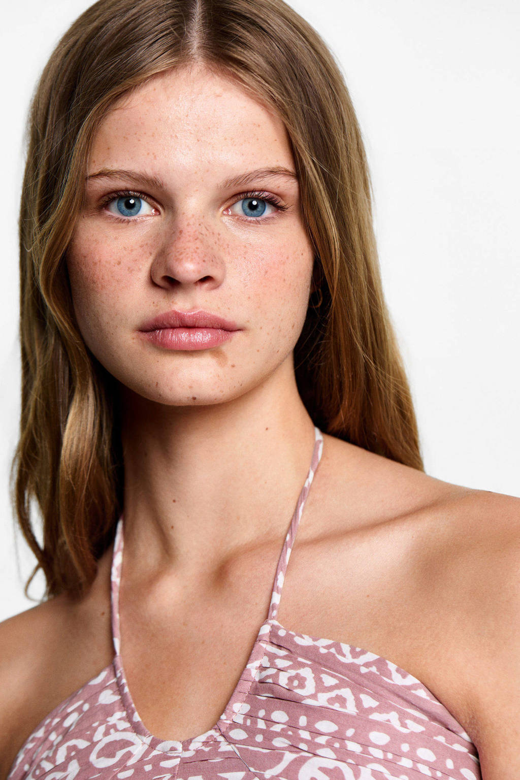 MANGO TEEN crop top met all over print pastelroze