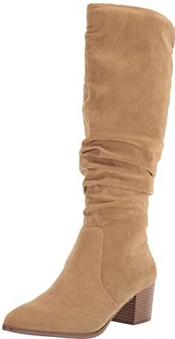 Amazon Essentials Hoge laarzen met blokhak voor dames, modieuze laars, Tan, 9.5 US Wide