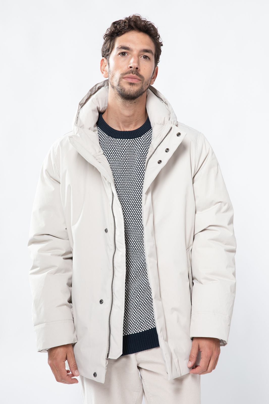 Beige korte parka