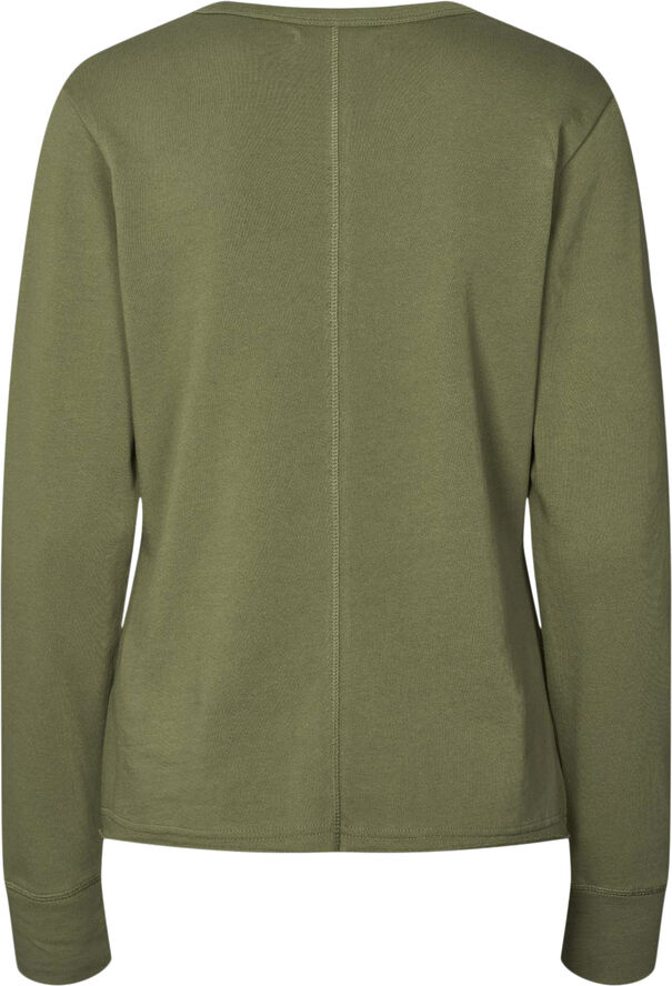 Rabens Saloner Light stretch crew neck top - Hila Loden green