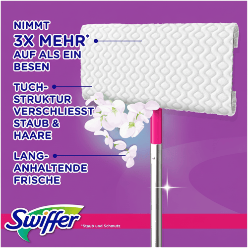 Swiffer Pink Bodenwischer Starter-Set Mit 1 Bodenwischer Sowie 4 Trockenen Und 4 Feuchten Bodentüchern