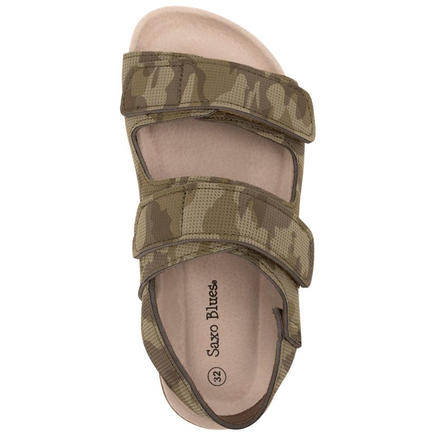Sandales velcro imprimé camouflage pour garçon - Kaki