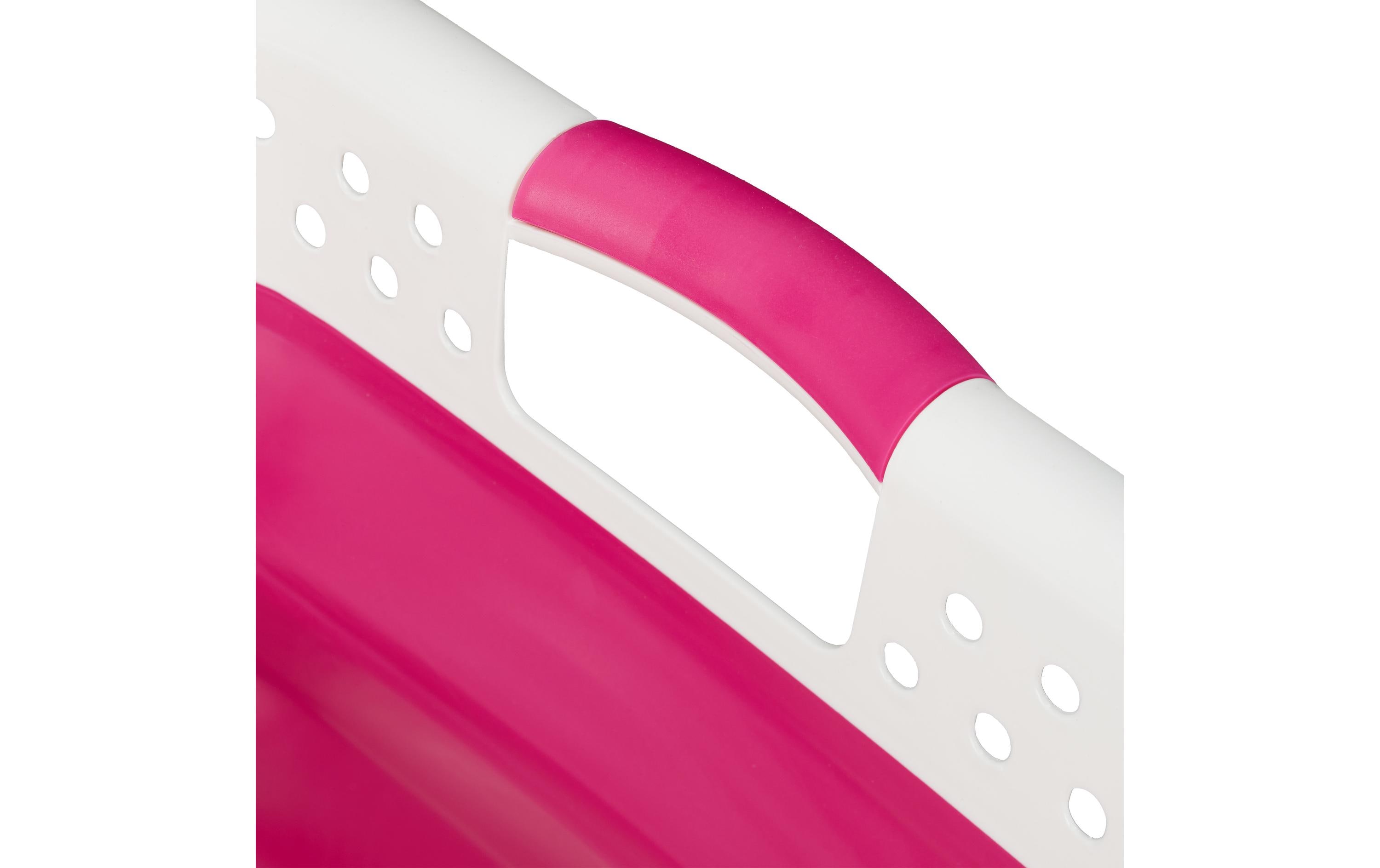 Wäschekorb 37 l, Pink/WeissFaltbarer Wäschekorb