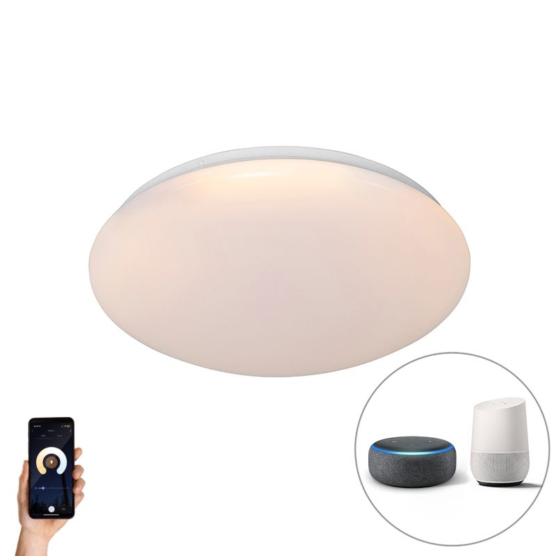 Smart moderne plafondlamp wit 38 cm incl. LED en RGB - Iene