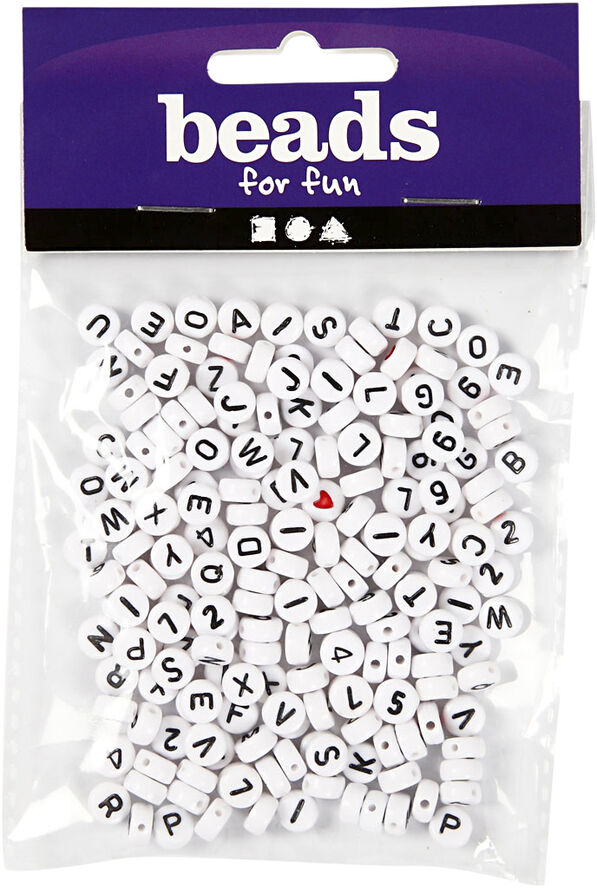 Creativ Company Bogstavperler, str. 7 mm, hulstr. 1,2 mm.