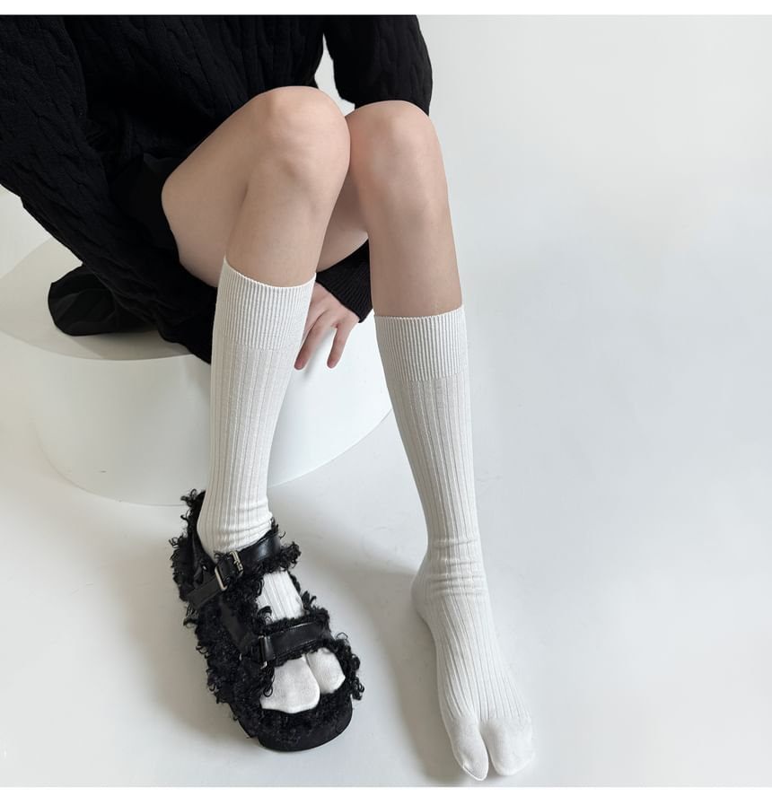 Allinya - Geribbelde kniehoge Tabi-sokken