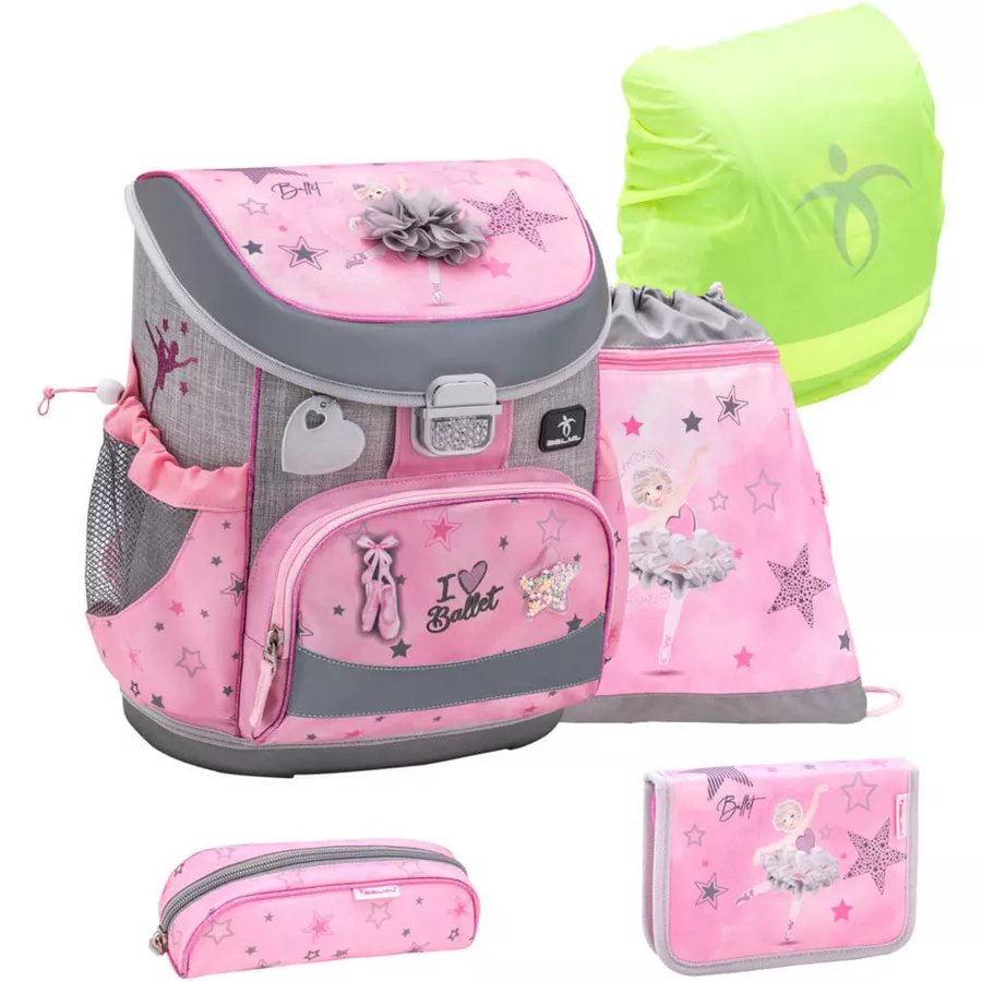 Belmil Schulranzen Mini Fit Schulranzen Set 5-teilig mit Brustgurt Ballet Light Pink