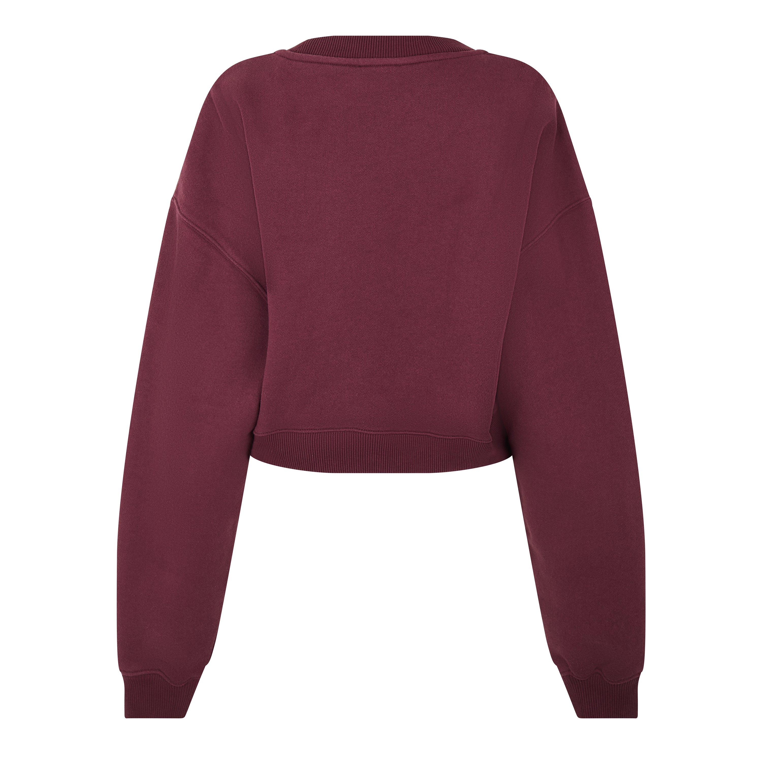 Off White Cropped Crew Neck Sweatshirt