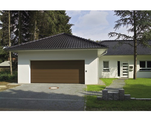 ARON Classic Garagedeur Sectionaaldeur 3000x2125 mm RAL 8028 terrabruin incl. garagedeuropener, 2-knops afstandsbediening RSC2