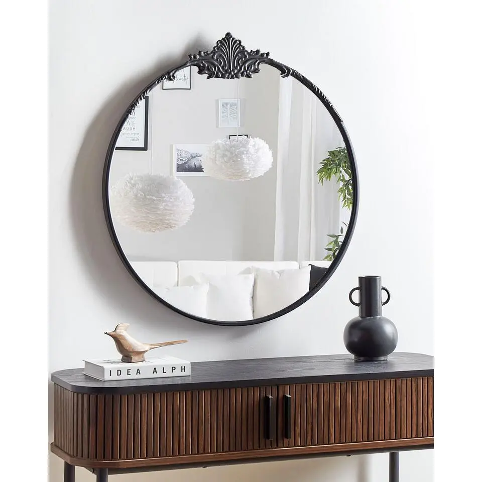 SOMMANT - Wandspiegel - Zwart - ⌀ 67 cm - Metaal