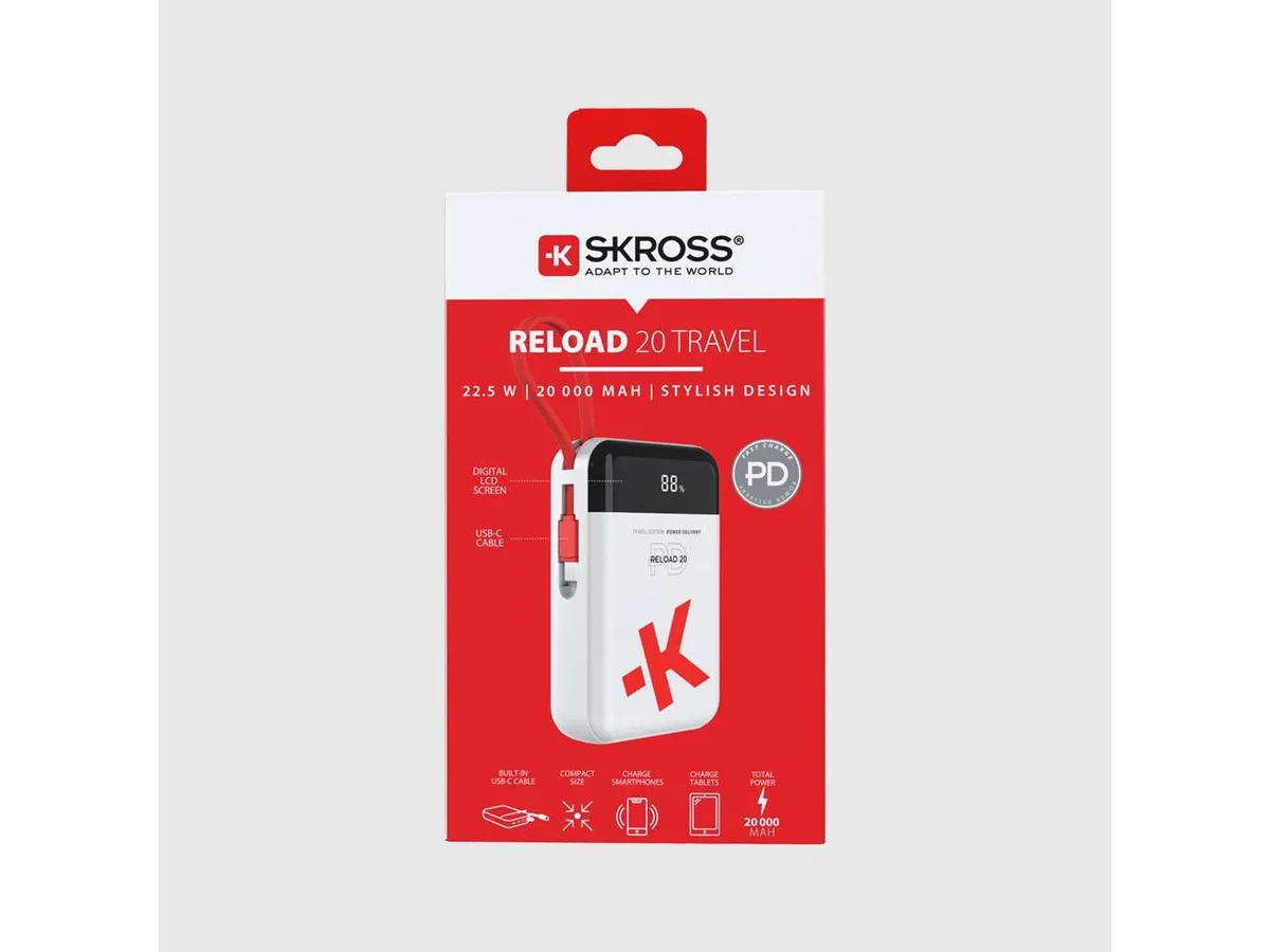 (22.5W) 20000mAh Reload 20 Travel USB C Powerbank Ladegerät inkl. Ladekabel (SKPBR20TRA02CN) - Weiss