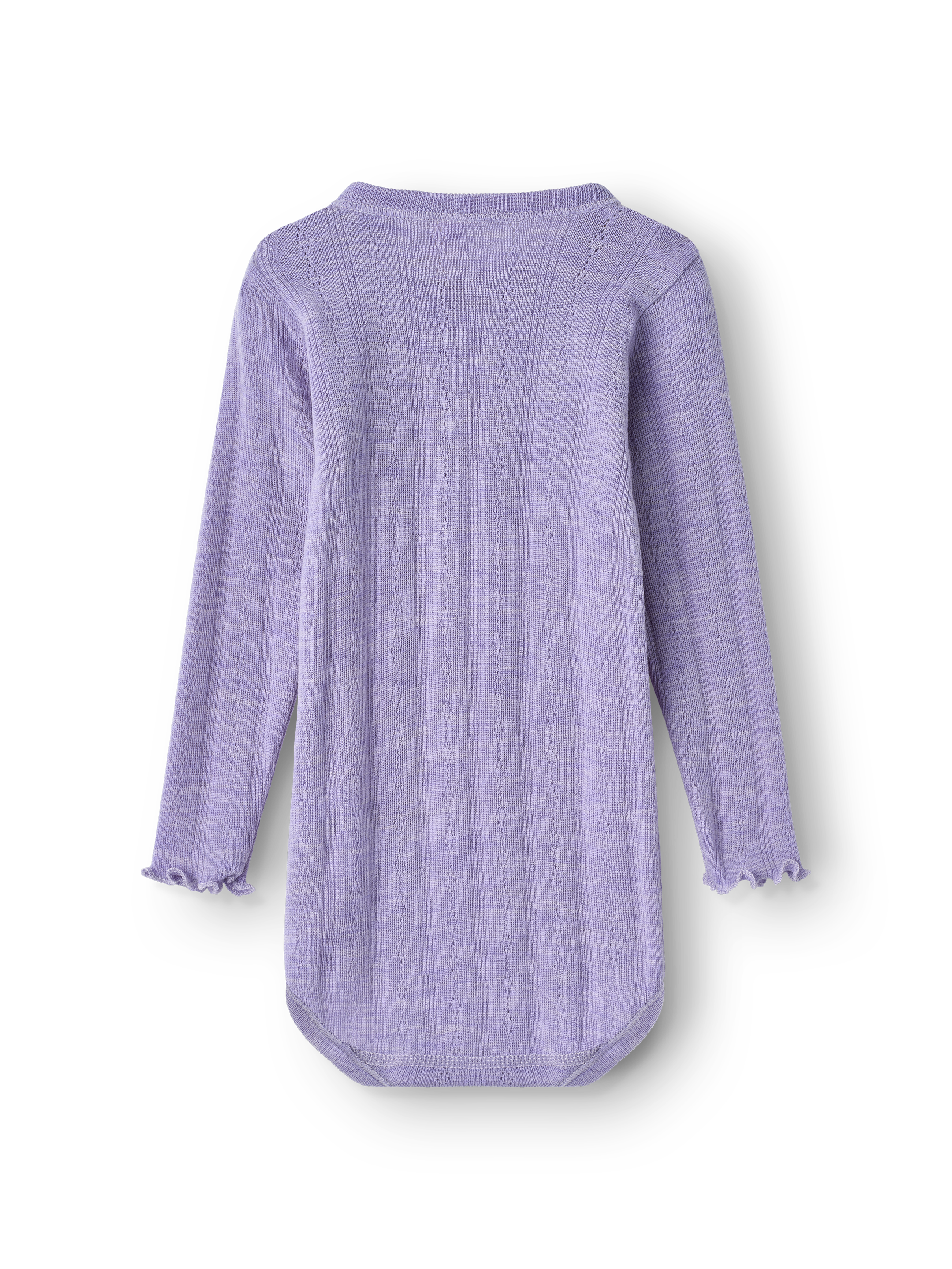 Pointelle romper met lange mouw van merinowol voor baby’s