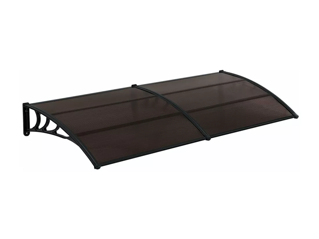 Auvent de porte marquise polycarbonate marron 240 x 100 x 100 cm 03_0004672