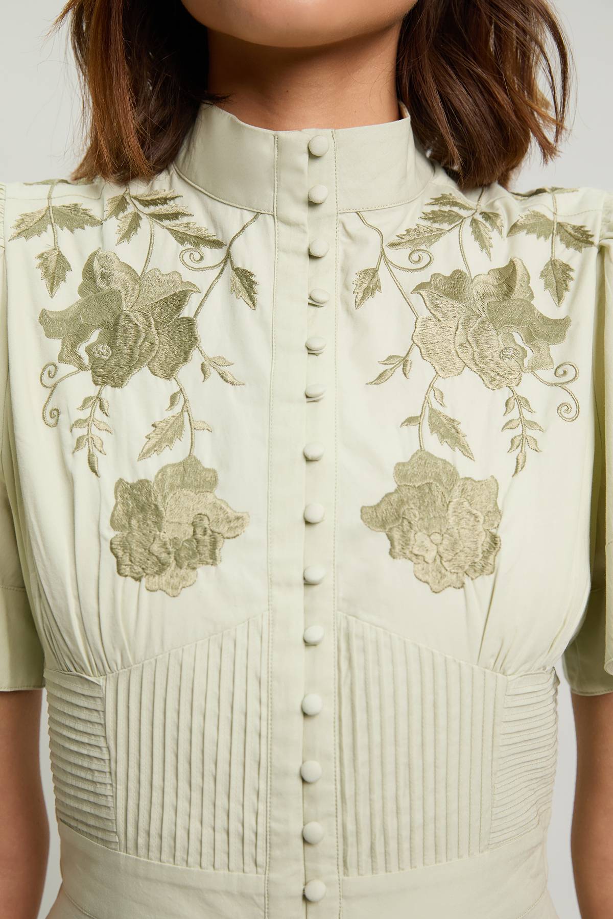 KarenMillen Robe Chemise À Taille Froncée Et Détails Brodés