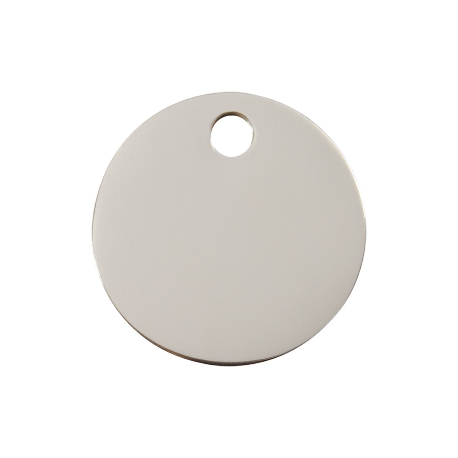 Placa de identificação circular para cães em aço inoxidável