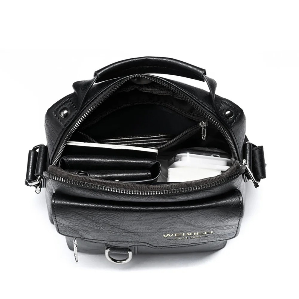 (20x25cm) Herren Leder Schultertasche Fashion Crossbody Business Bag - Schwarz