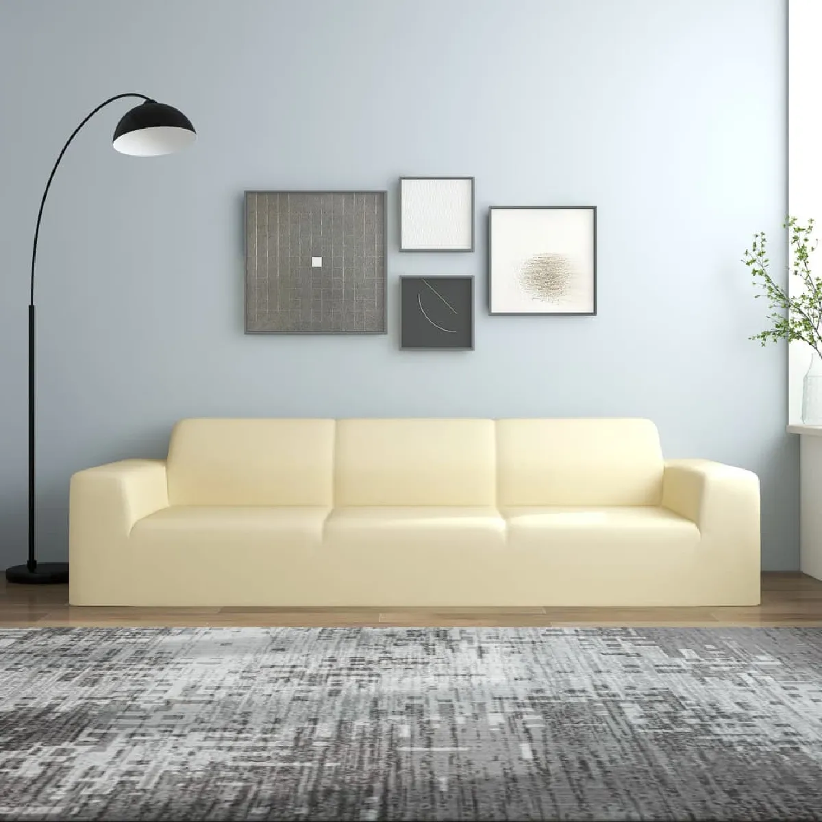 vidaXL Housse Extensible Canapé 4 Places Crème