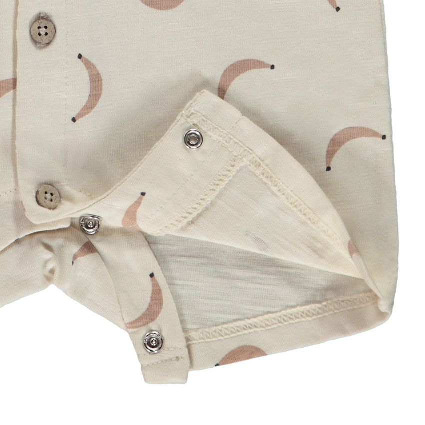 Ensemble combishort imprimée bananes + bandana pour bébé garçon - Moutarde