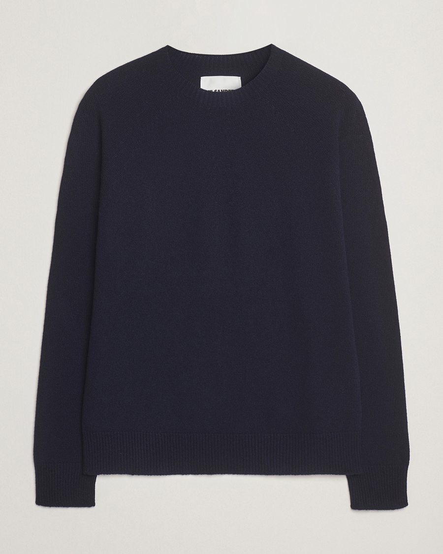 Jil Sander Wool/Cashmere Round Neck Sweater Navy