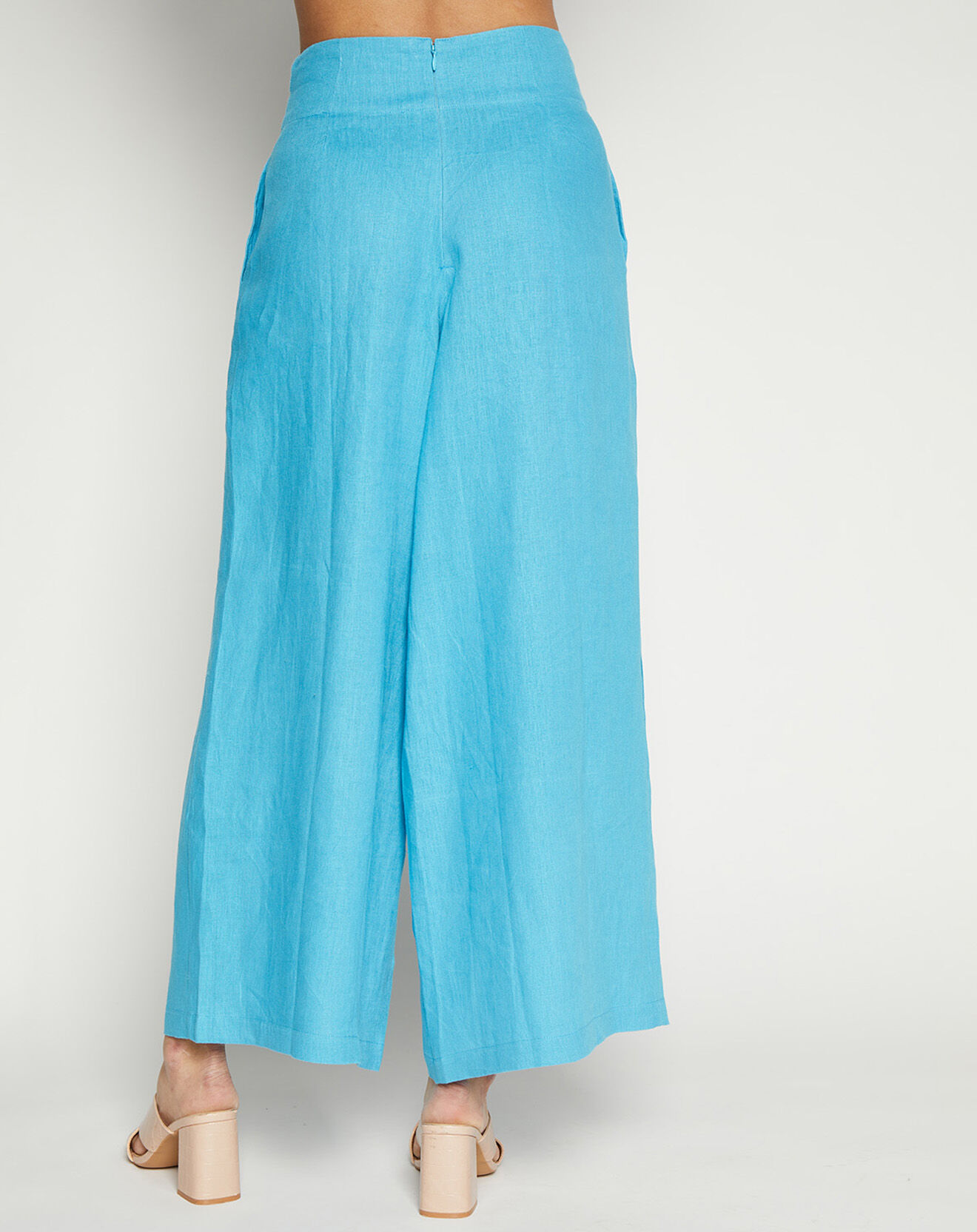 Faithfull the Brand Pantalon 100% Lin Meridian Wide bleu