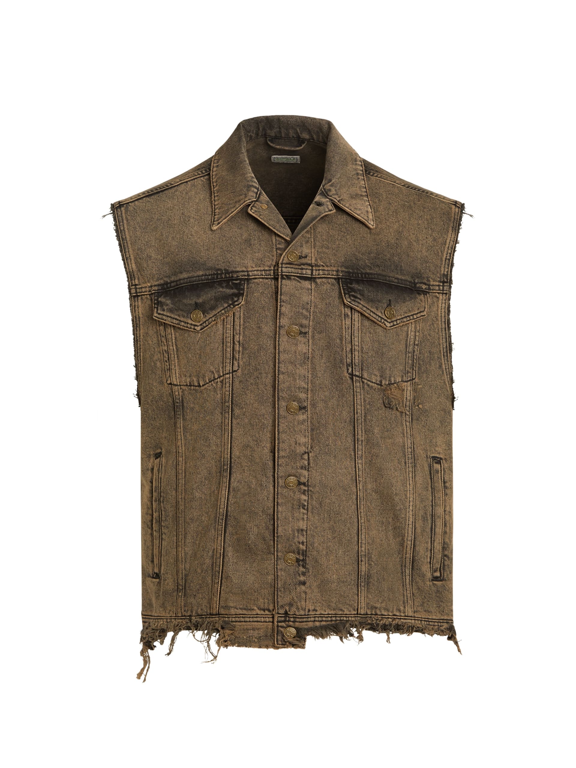 colete trucker de brim tingido