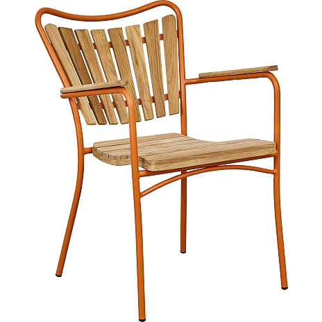 Kerteminde Ø150 teak havemøbelsæt med 6 stole - teak/ orange stel
