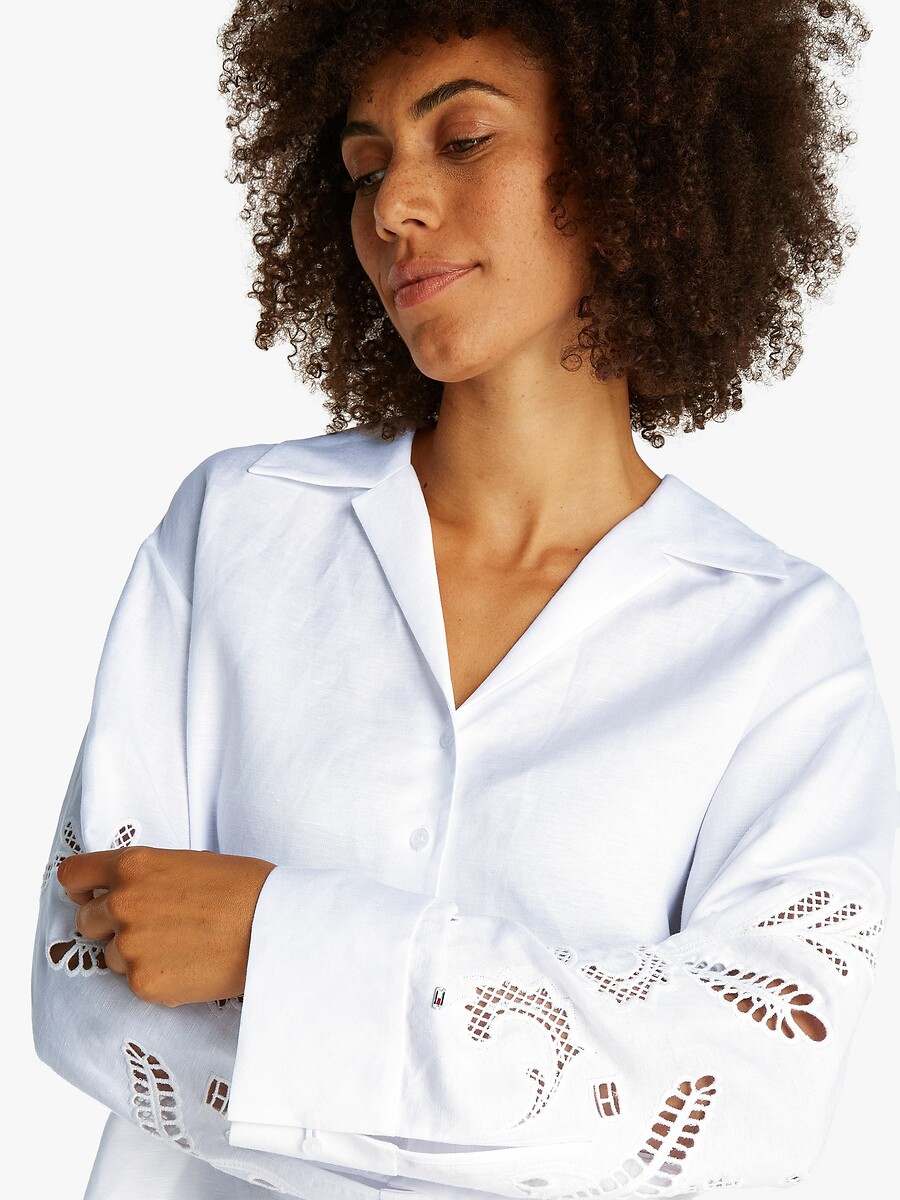 TOMMY HILFIGER<br>Blusa de linho bordada