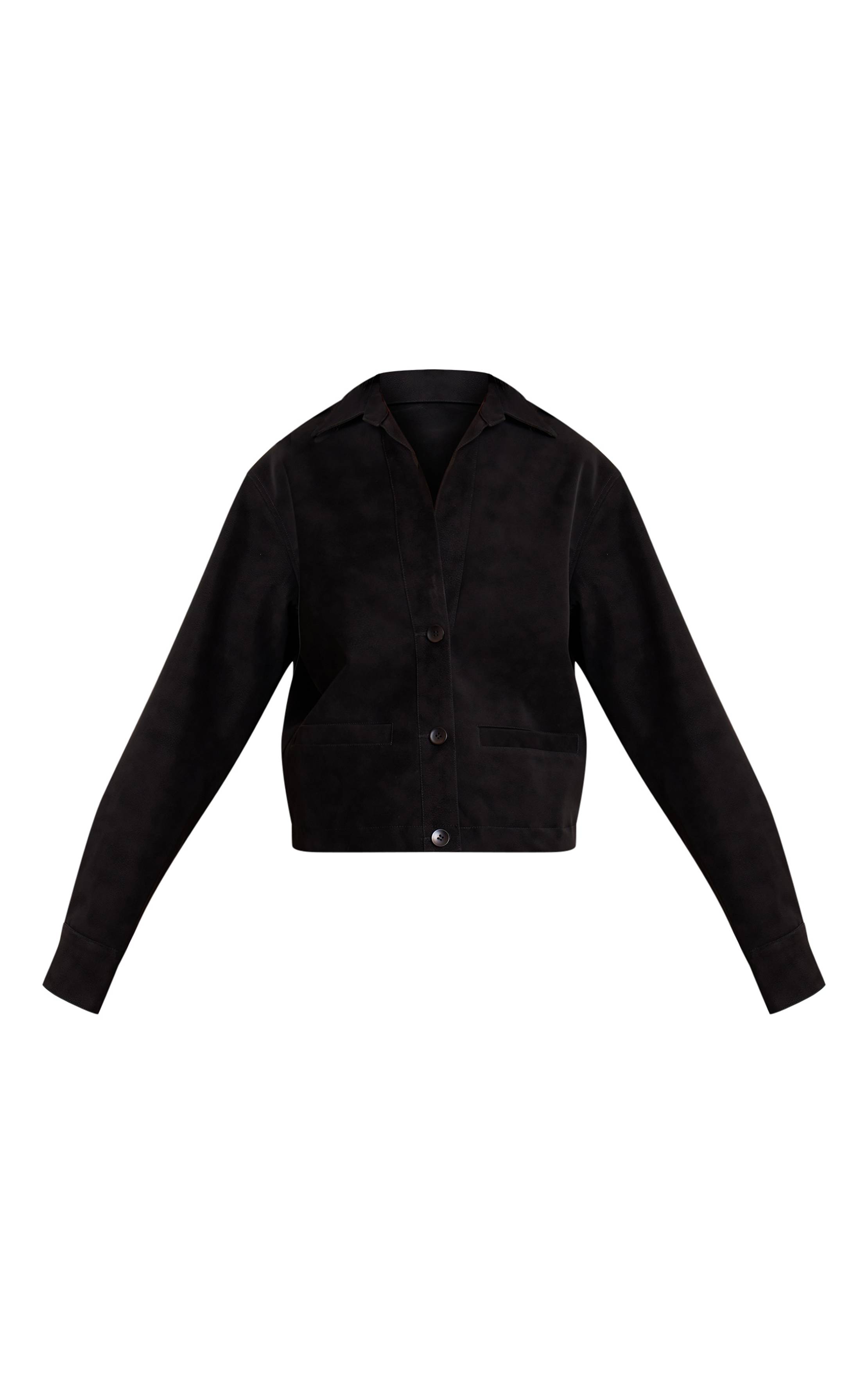 Noir Veste Coordonnée Plongeante En Synthétiquecuir Effet Délavé Tall