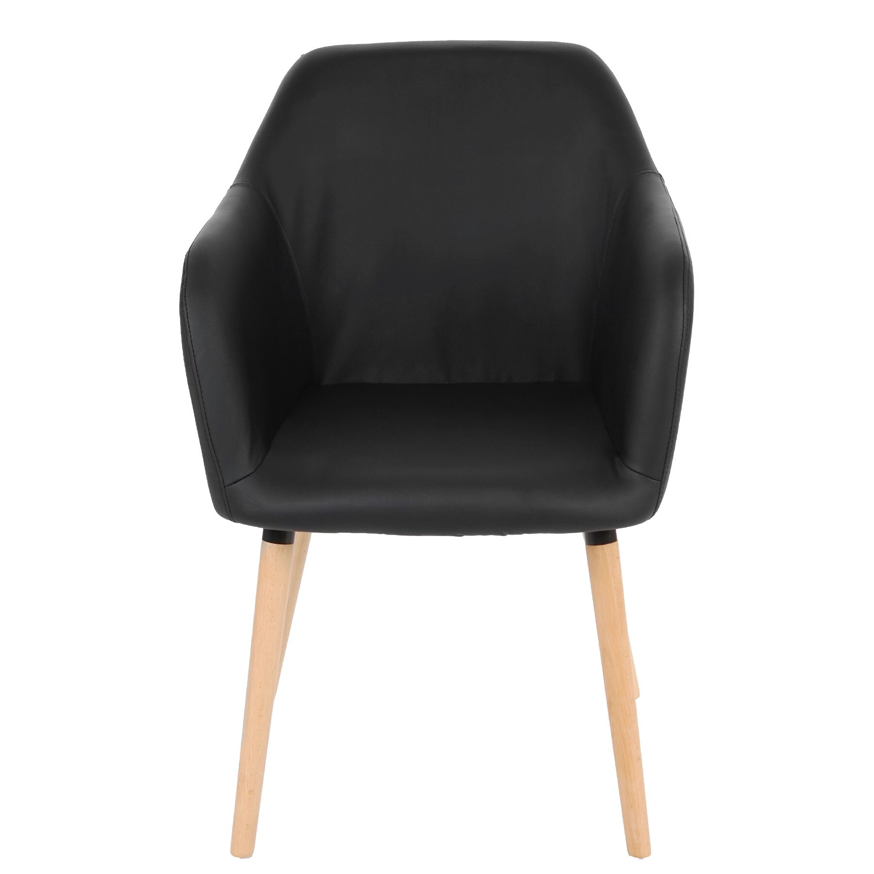 Esszimmerstuhl Vaasa T381, Stuhl Küchenstuhl, Retro 50er Jahre Design ~ Kunstleder, schwarz, helle Beine
