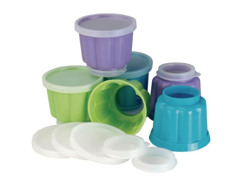 Ibili Puddingform 7.3 cm, Blau/Grün/Violett Puddingförmchen Set zum Stürzen