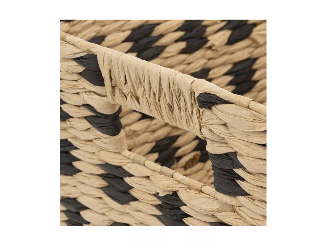 Panier de rangement tressé naturel et noir 31 x 15 cm