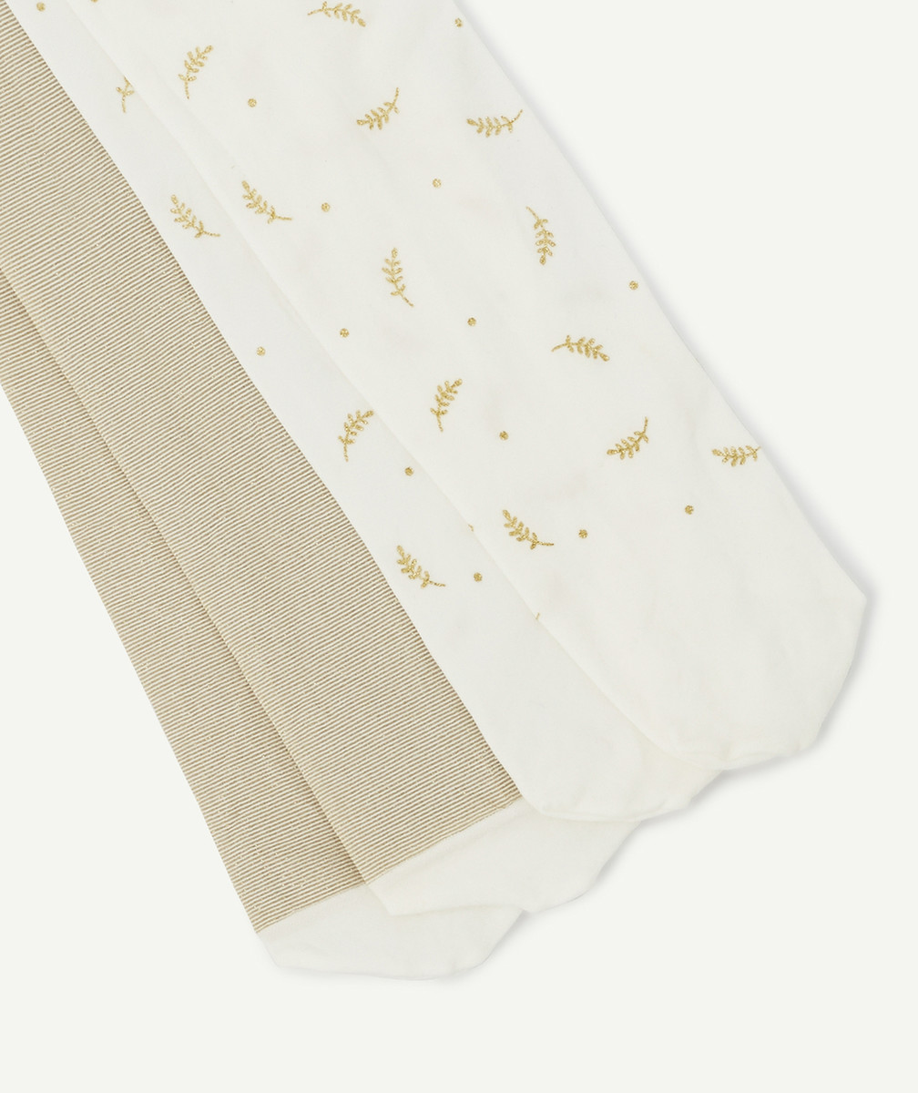 LES 2 PAIRES DE COLLANTS EN VOILE BLANC ET COULEUR DORÉE