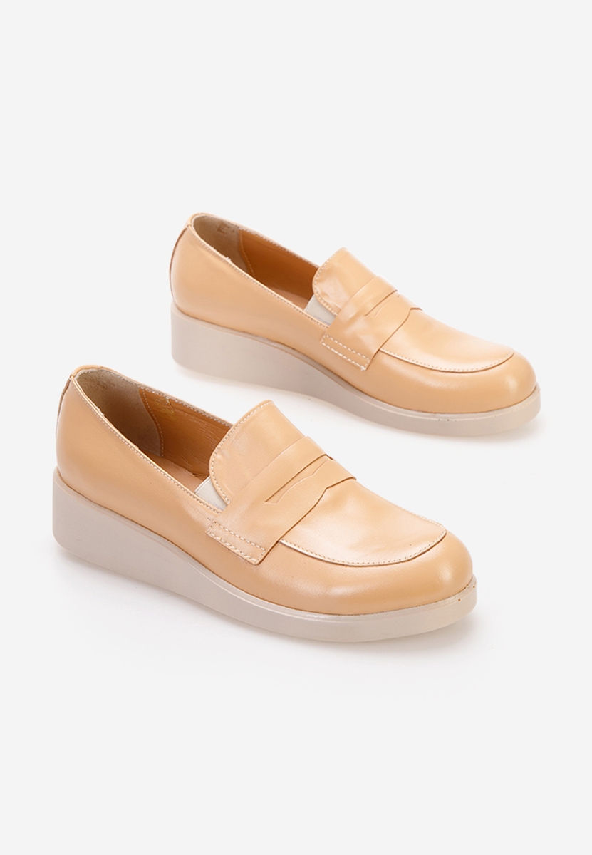 Mocassins femme à plateforme beige Gessi