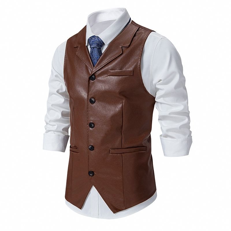 YIKES - Mouwloos reverskraag imitatieleren vest