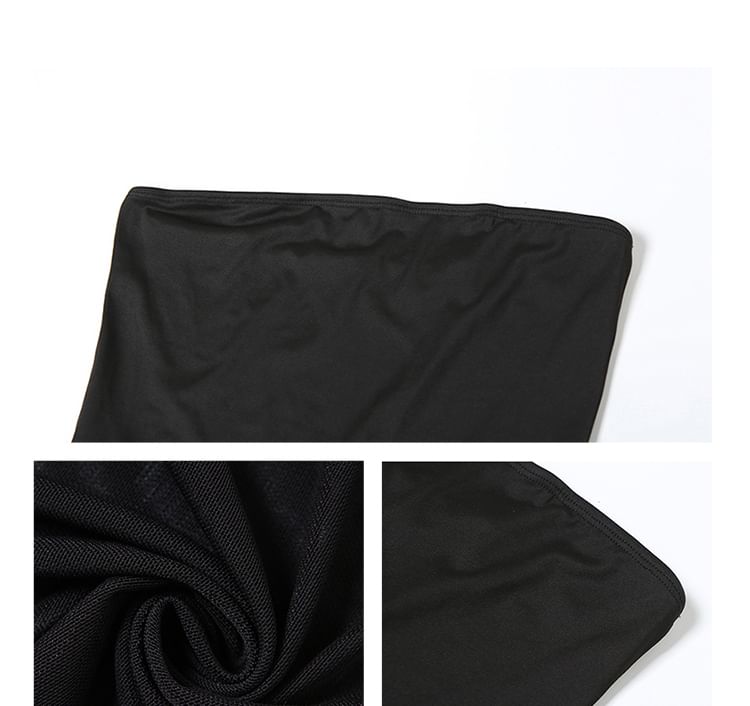 Bababy - Maxi-jurk met korte mouwen, off-shoulder, effen gerimpeld paneel en mesh