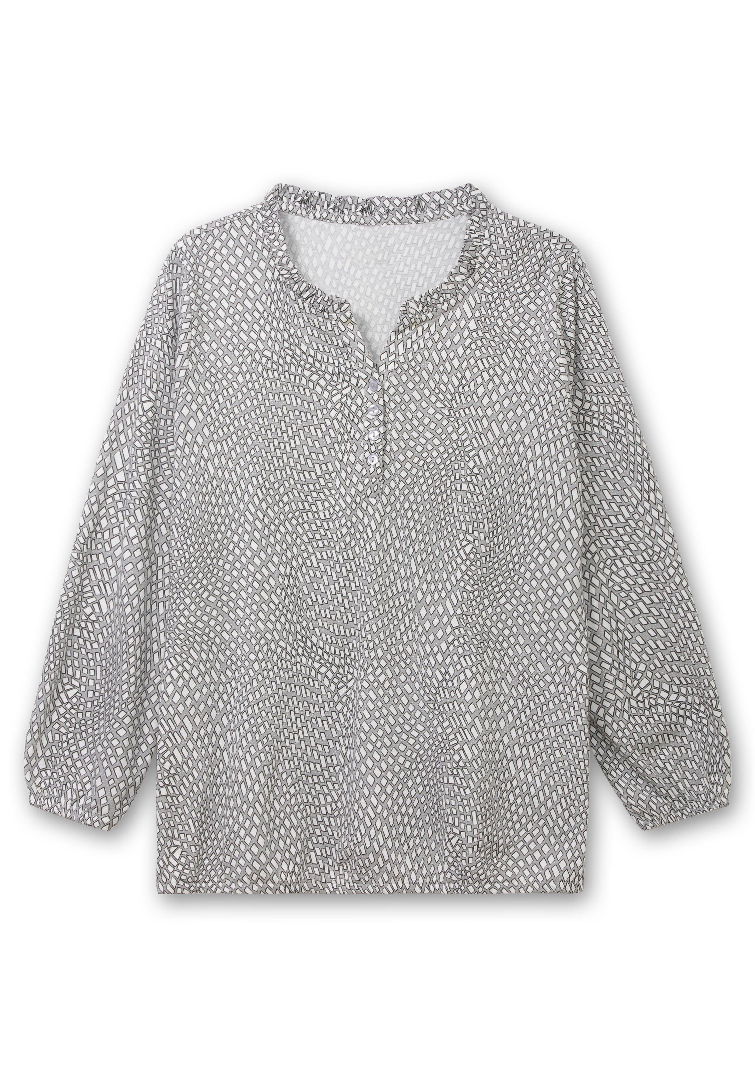 Langarmshirt mit Alloverdruck und Knopfleiste